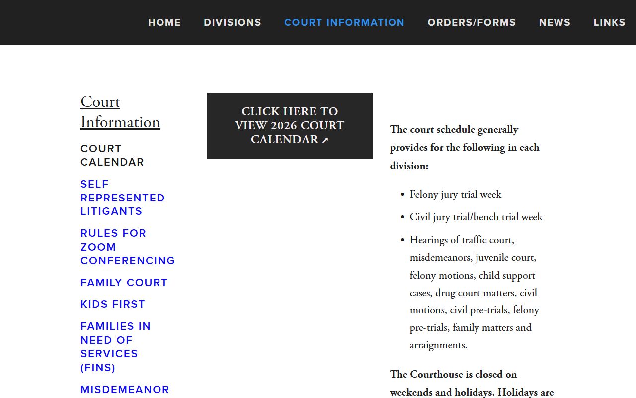 Acadia Parish Clerk of Court 15th JDC court calendar