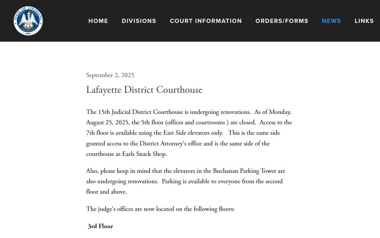 Acadia Parish Clerk of Court 15th JDC news page