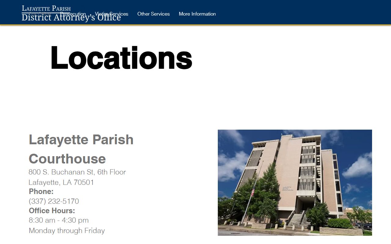 Acadia Parish Clerk of Court DA location and hours