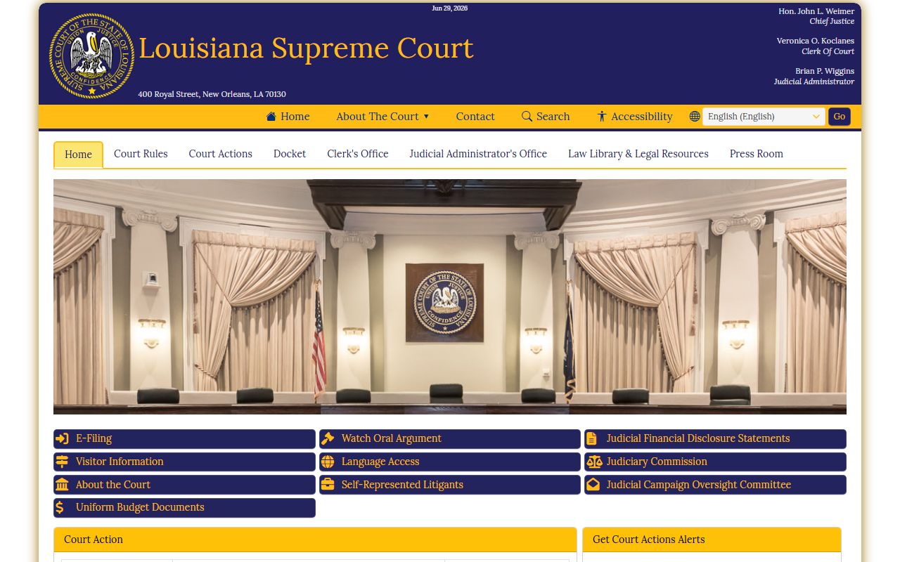 Acadia Parish court dockets Louisiana Supreme Court structure