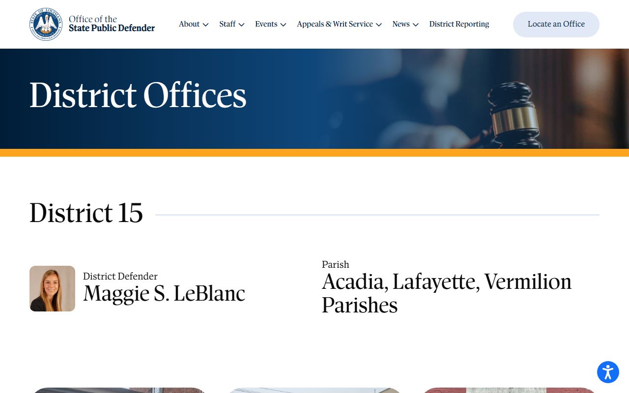 Acadia Parish district court records and District 15 public defender source