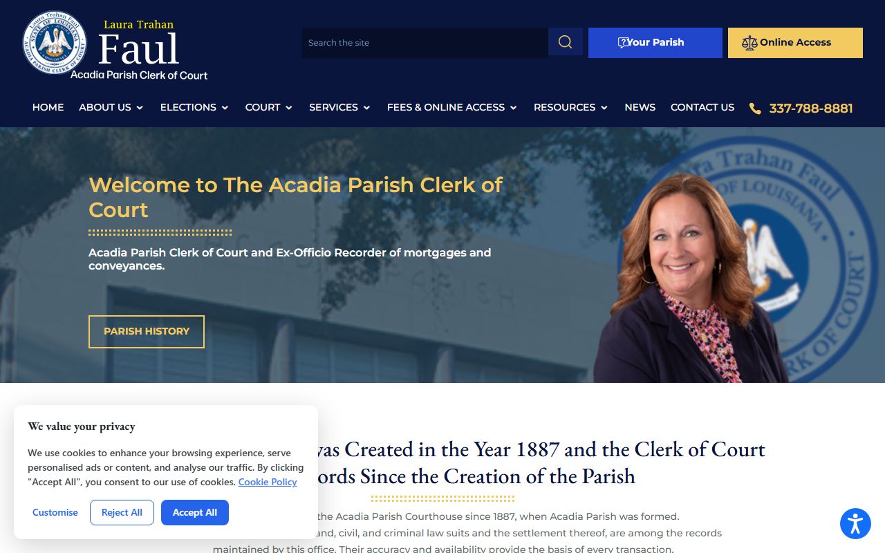 Acadia Parish County court records Clerk homepage