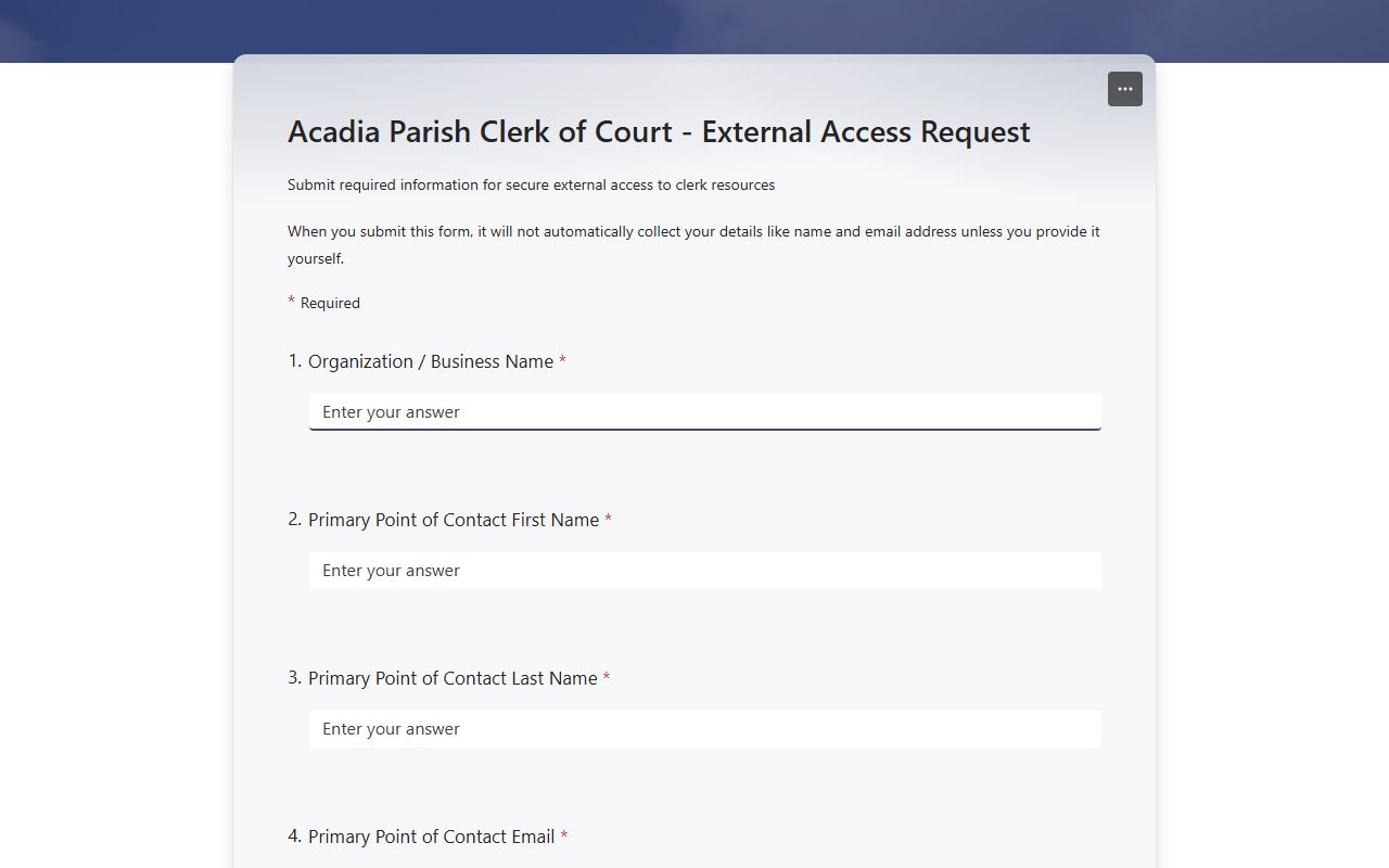 Acadia Parish County court records external access request