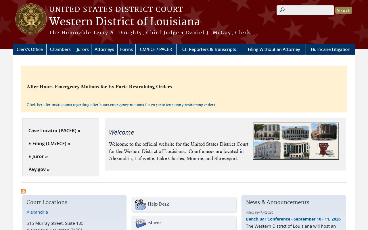 Acadia Parish inmate records and Western District of Louisiana federal court source